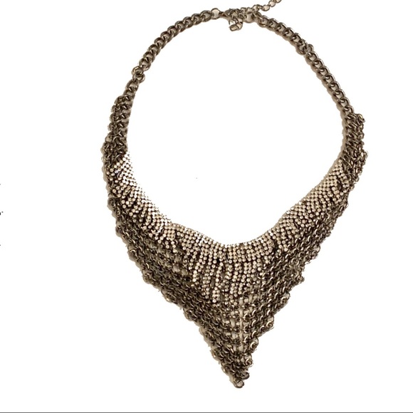 Crystal and Chain link bib statement necklace - Picture 2 of 7